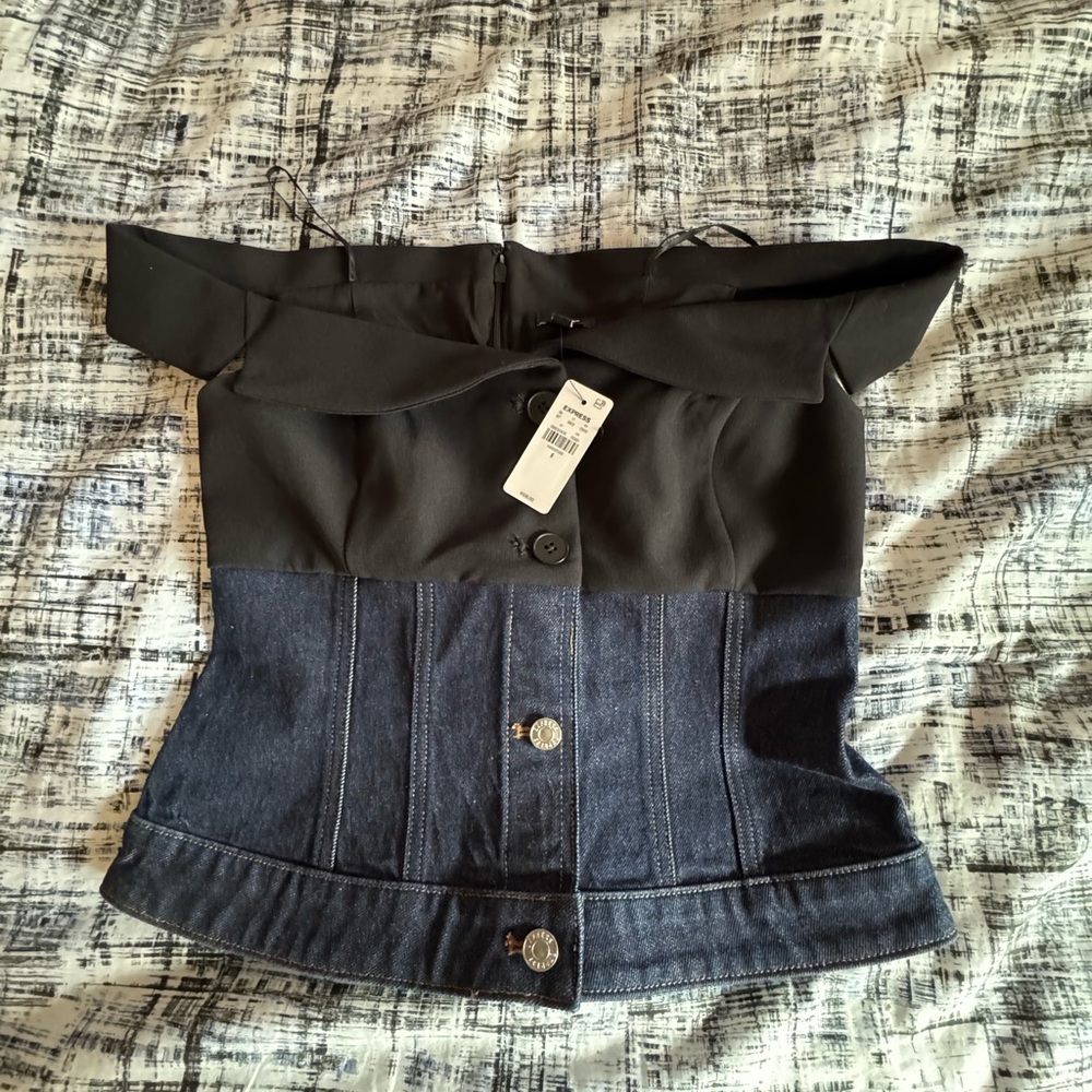 Stylish Expression Black Denim Top